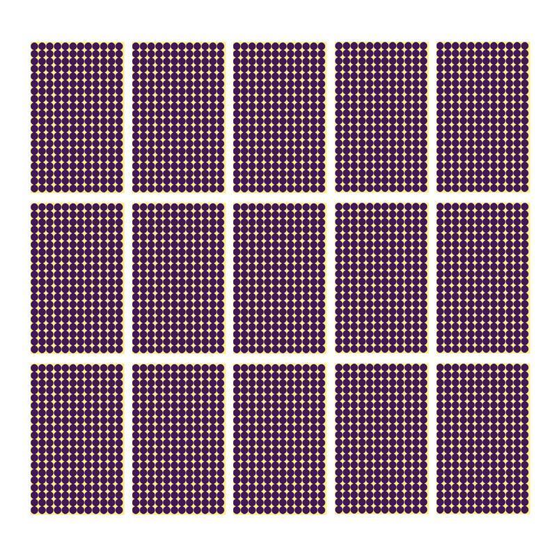 8/13/25/50mm Colour Sticker Dots Adhesive Round Labels Circular Scrapbooking Purple - 13mm 132 Dots - 5 Sheets