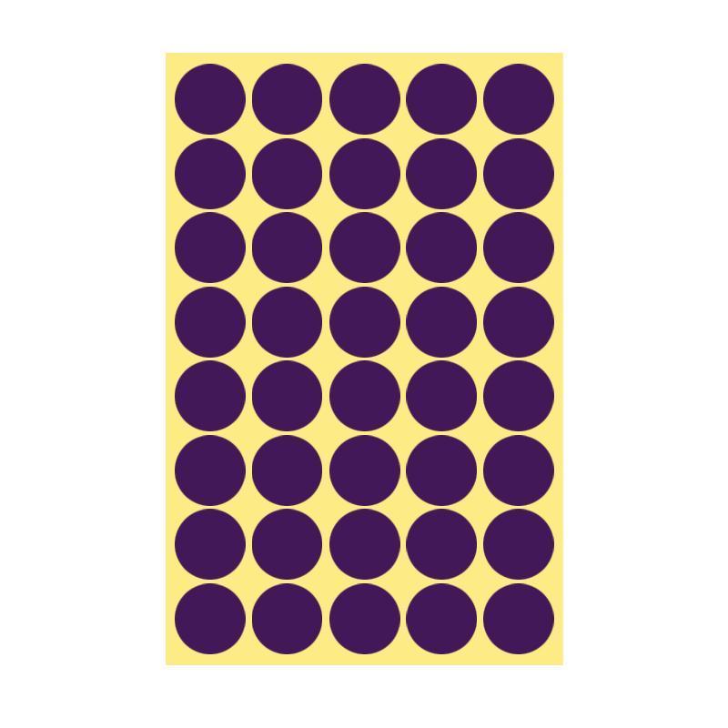 8/13/25/50mm Colour Sticker Dots Adhesive Round Labels Circular Scrapbooking Purple - 25mm 40 Dots - 5 Sheets