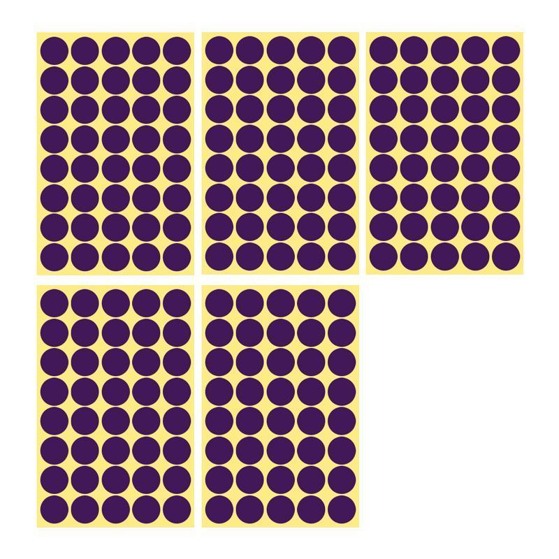 8/13/25/50mm Colour Sticker Dots Adhesive Round Labels Circular Scrapbooking Purple - 50mm 8 Dots - 5 Sheets