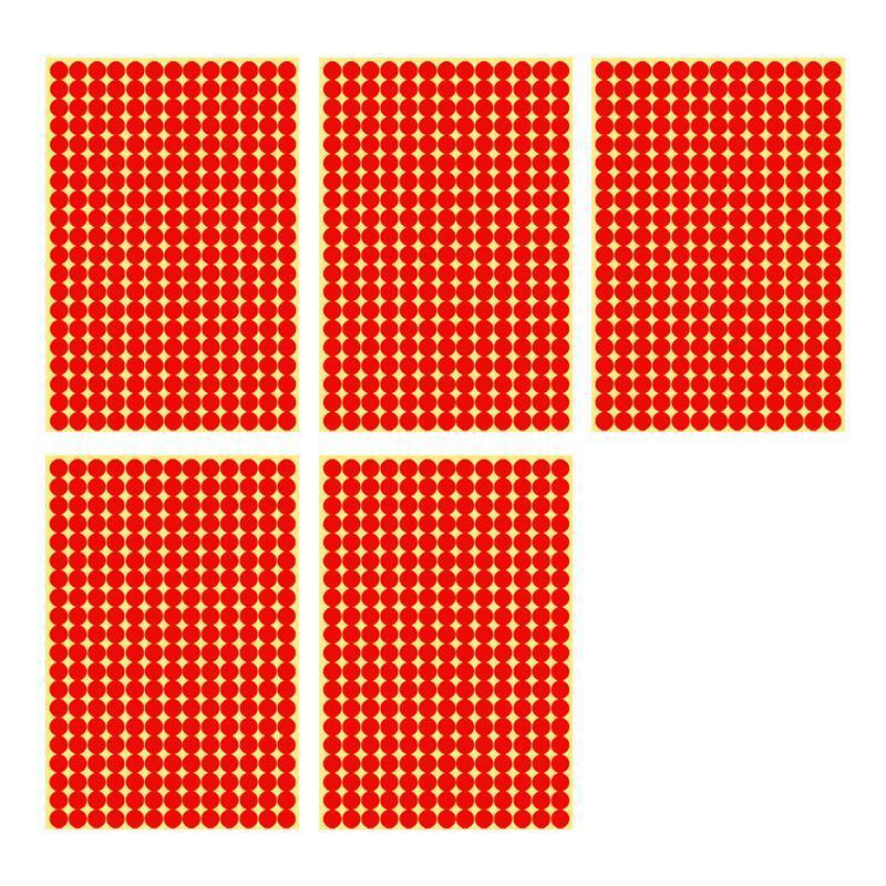 8/13/25/50mm Colour Sticker Dots Adhesive Round Labels Circular Scrapbooking Red - 50mm 8 Dots - 5 Sheets
