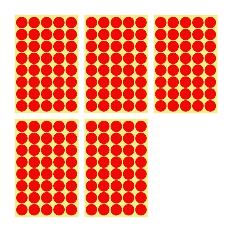 8/13/25/50mm Colour Sticker Dots Adhesive Round Labels Circular Scrapbooking Red - 50mm 8 Dots - 5 Sheets