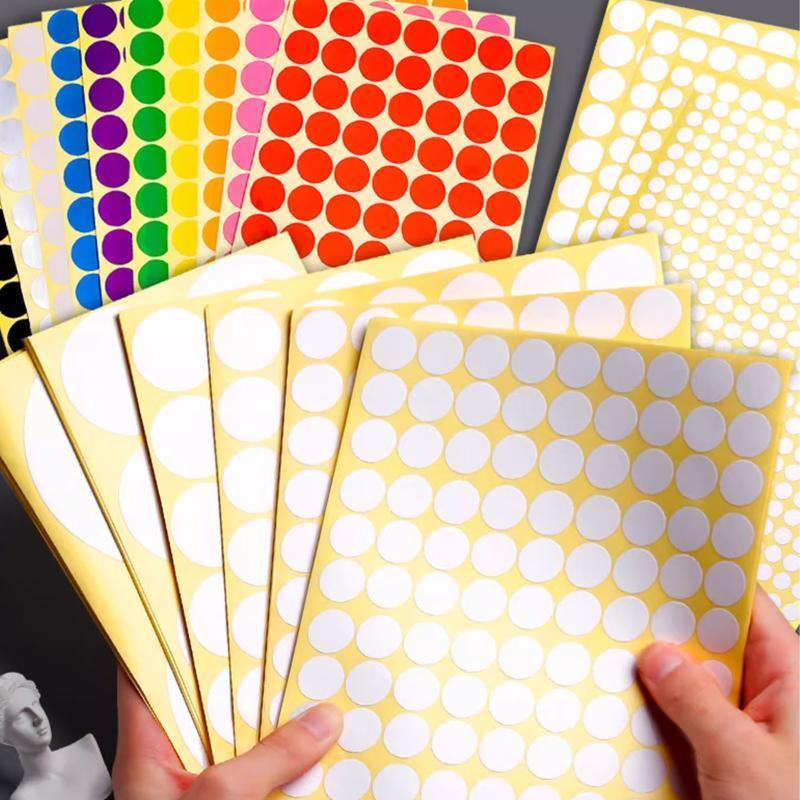 8/13/25/50mm Colour Sticker Dots Adhesive Round Labels Circular Scrapbooking White - 13mm 132 Dots - 5 Sheets