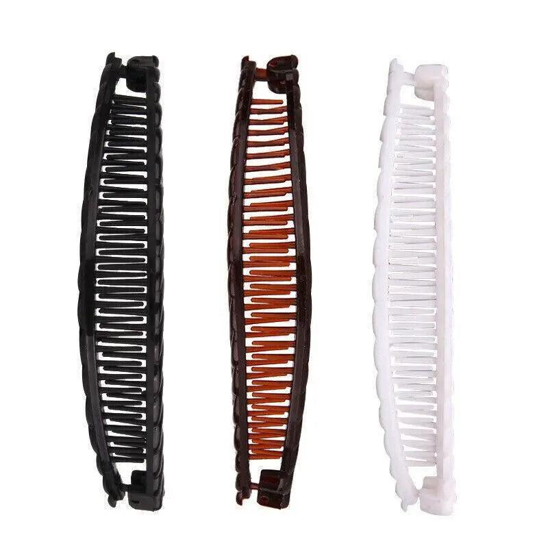 5X Hair Ponytail Holder Banana Clips Plastic Black Claw Comb Clip Multipurpose - White