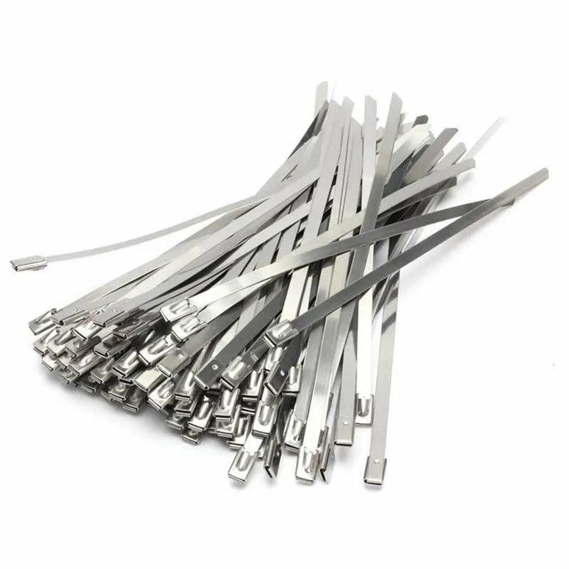 20X Stainless Steel Cable Ties S304 Marine Grade Zip Strap Locking Wrap 100-800Mm - 4.6*150mm