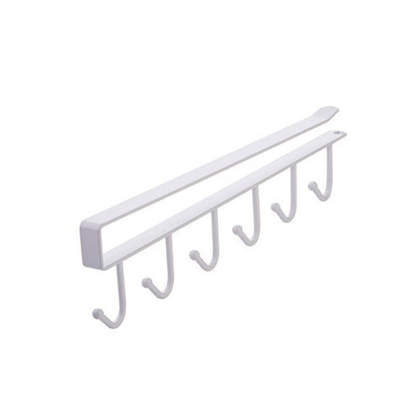 6Hook Mug Cup Rack Holder Under Shelf Kitchen Cabinet Hanger Organiser Wardrobe - Black