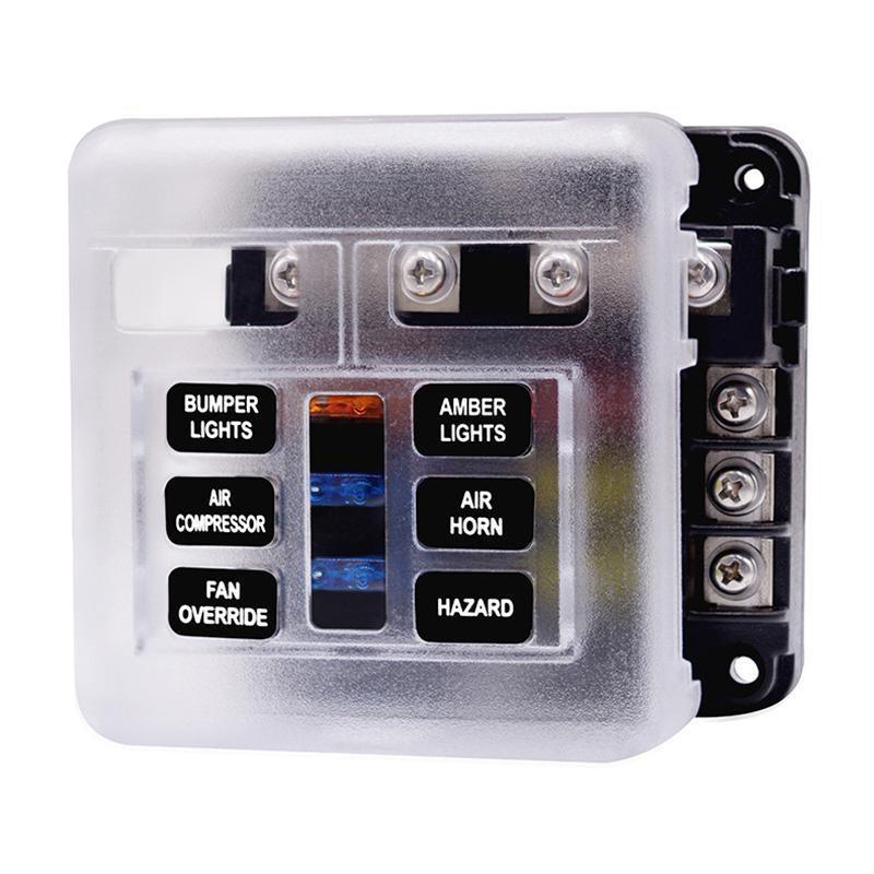 23PC 6 Way Blade Fuse Box Block Holder Indicator LED Light 12V/32V Car Marine