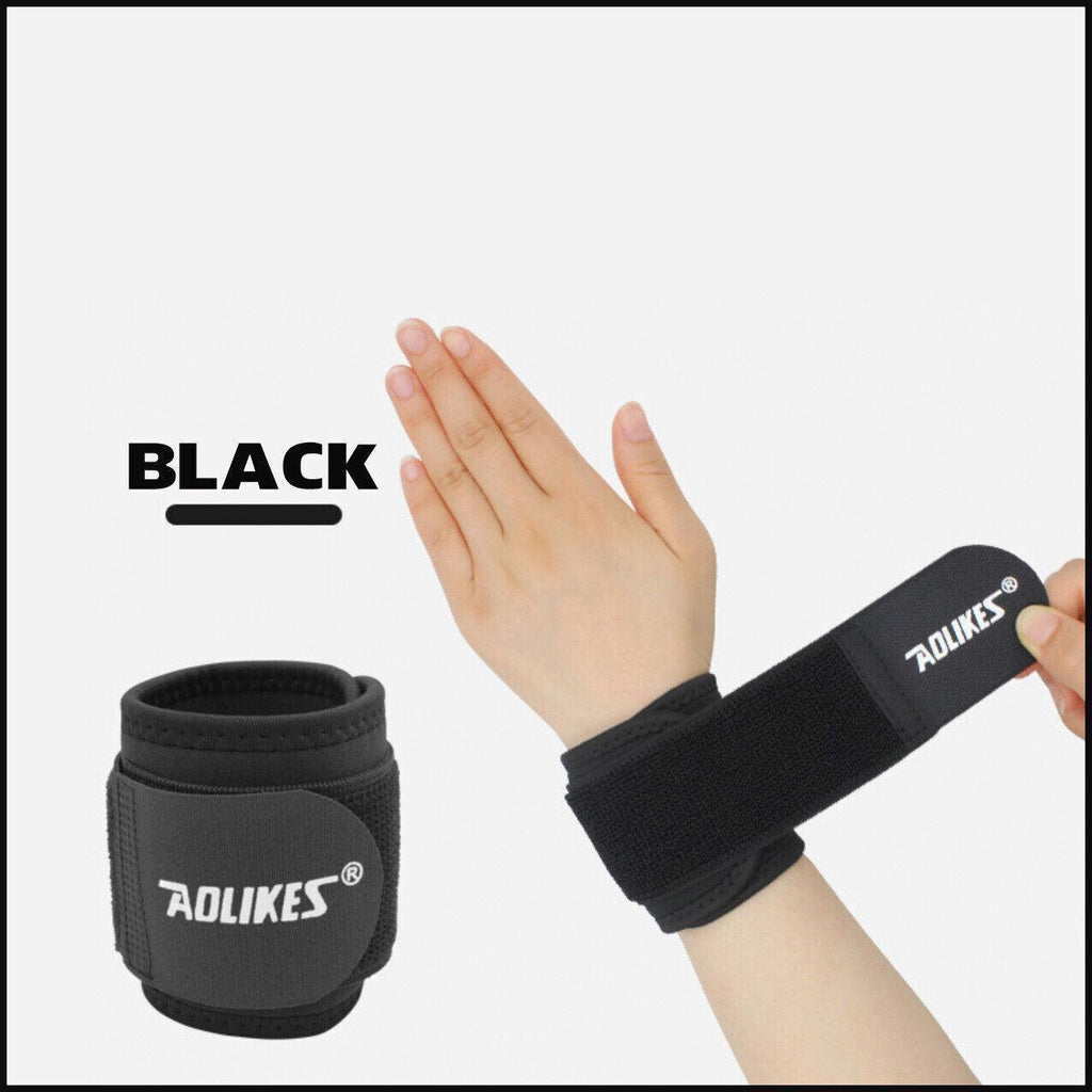 Aolikes Adjustable Sports Gym Wrist Support Brace Wrap Band Wristband Strap Au - Black+Purple