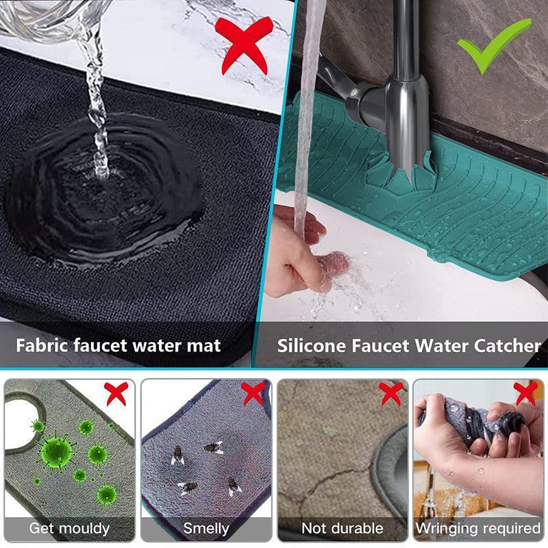 L Size Silicone Faucet Mat Kitchen Protector Faucet Absorbent Mat Sink Splash Guard - Grey