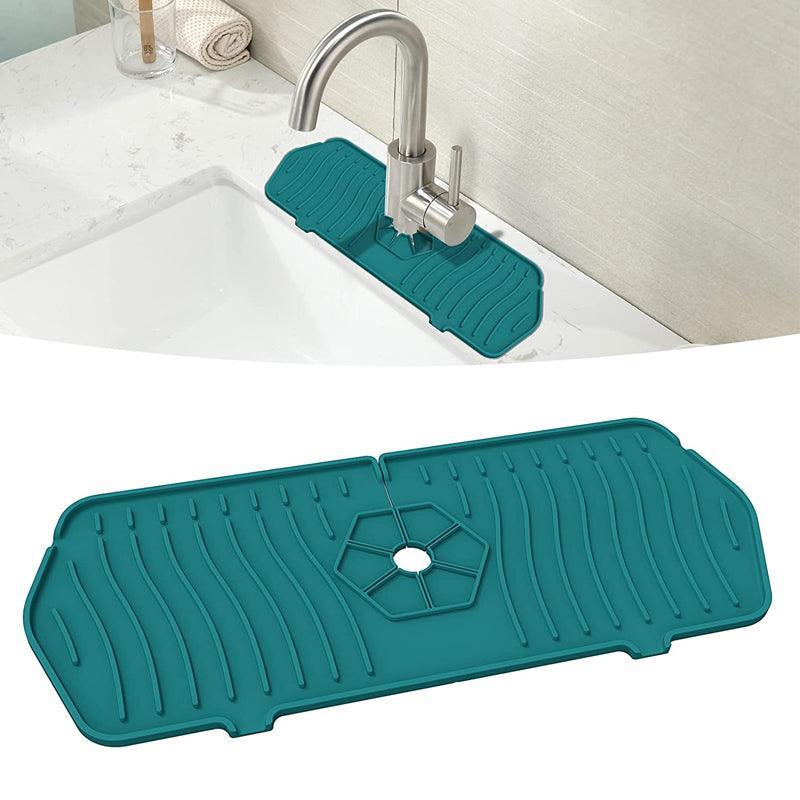 L Size Silicone Faucet Mat Kitchen Protector Faucet Absorbent Mat Sink Splash Guard - Black