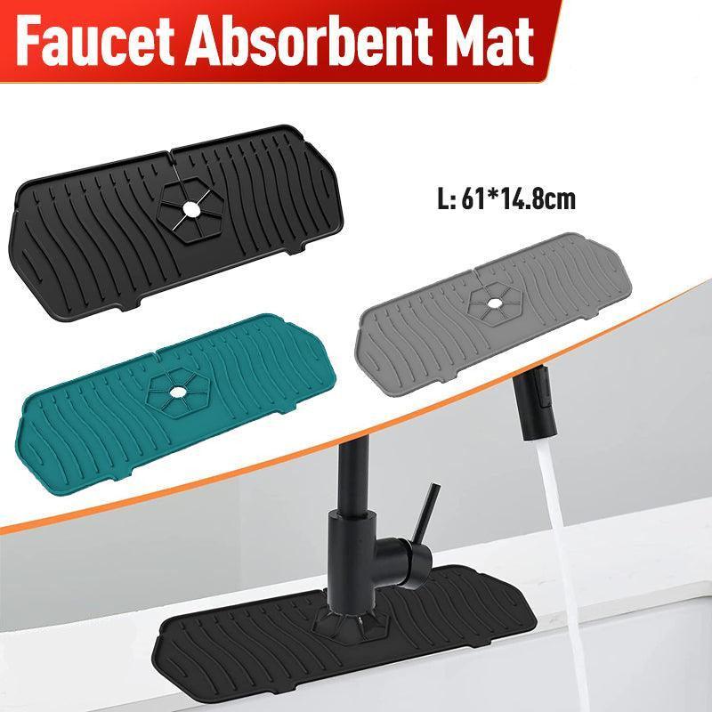 L Size Silicone Faucet Mat Kitchen Protector Faucet Absorbent Mat Sink Splash Guard - Green