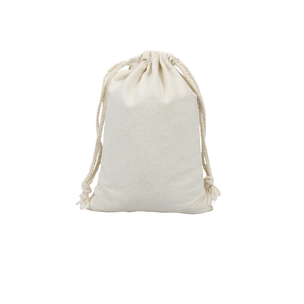 10X Canvas Cotton Drawstring Bags Linen Calico Tote Gift Storage Pouches - 25x35cm