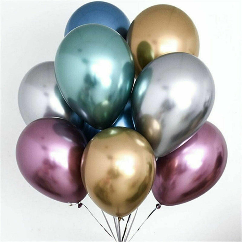 Metallic Latex Balloons 12 Inch Chrome Party Balloons for Birthday Wedding Decoration - Blue 10PCS