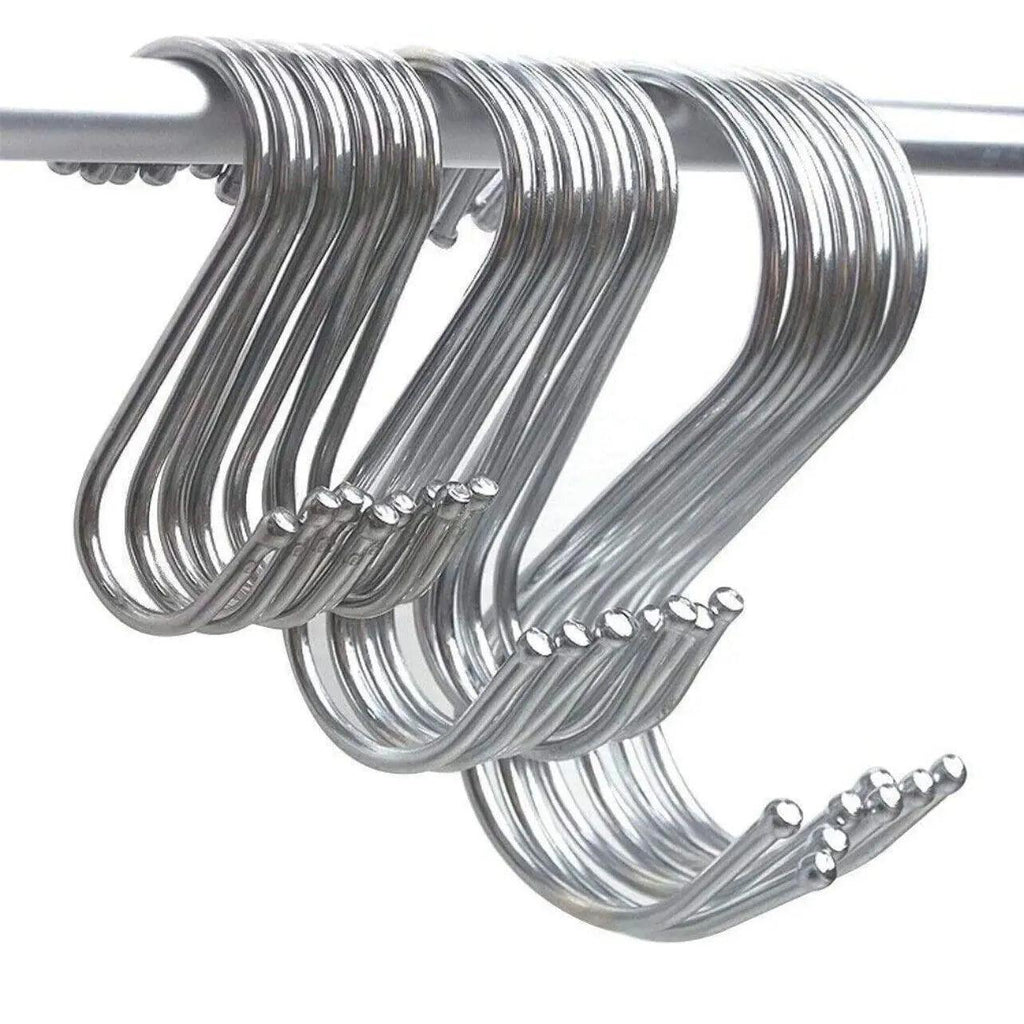 12cm Stainless Steel S Shape Hooks Kitchen Hanger Rack Clothes Hanging Plant Holders - 20PCS