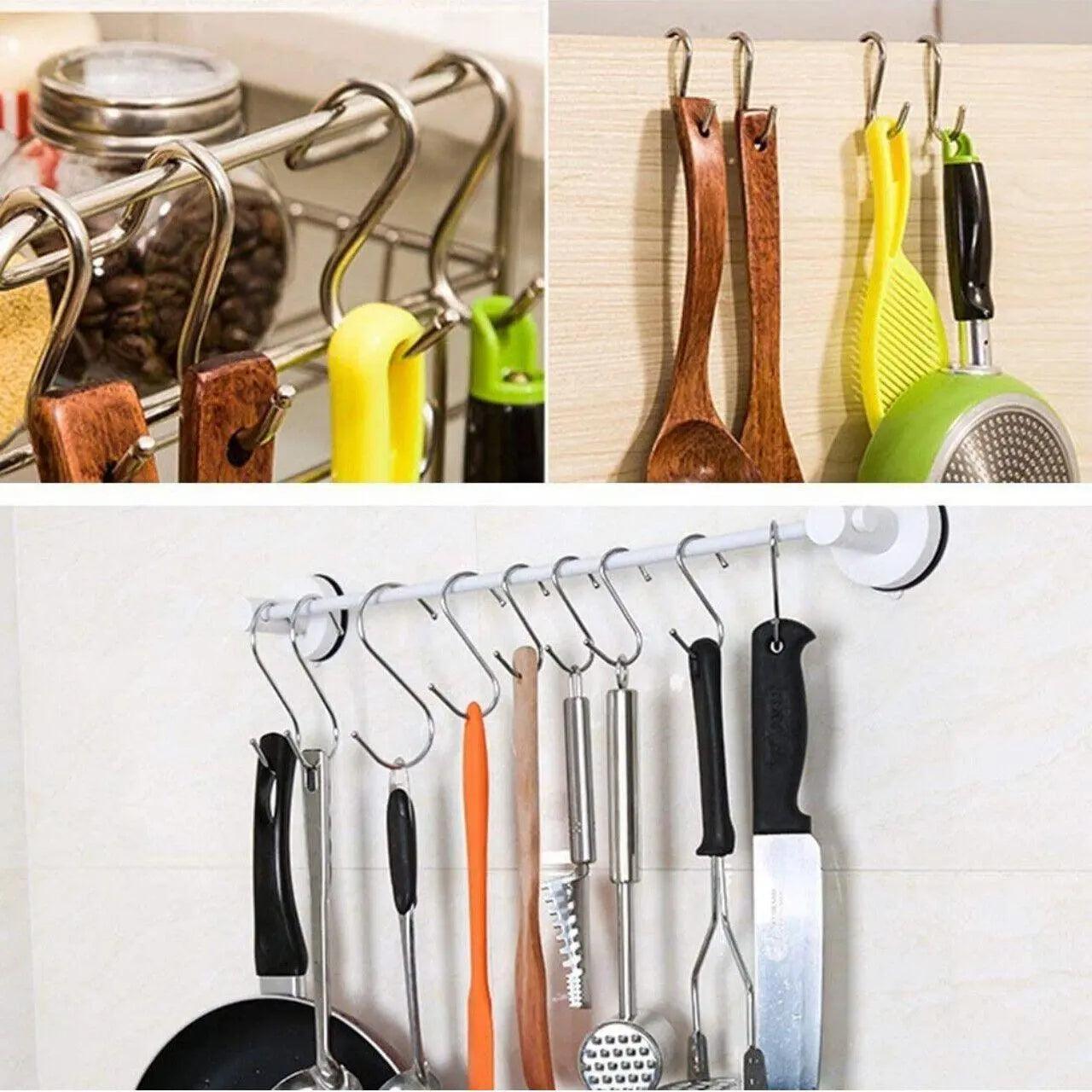 12cm Stainless Steel S Shape Hooks Kitchen Hanger Rack Clothes Hanging Plant Holders - 10PCS