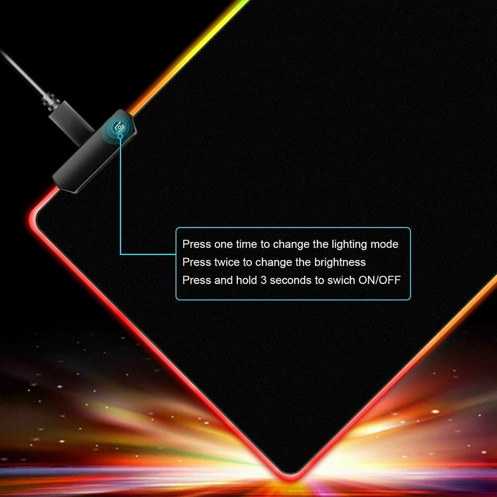 LED Gaming Mouse Pad Large RGB Extended Mousepad Keyboard Desk Anti-slip Mat - 800*300*4mm