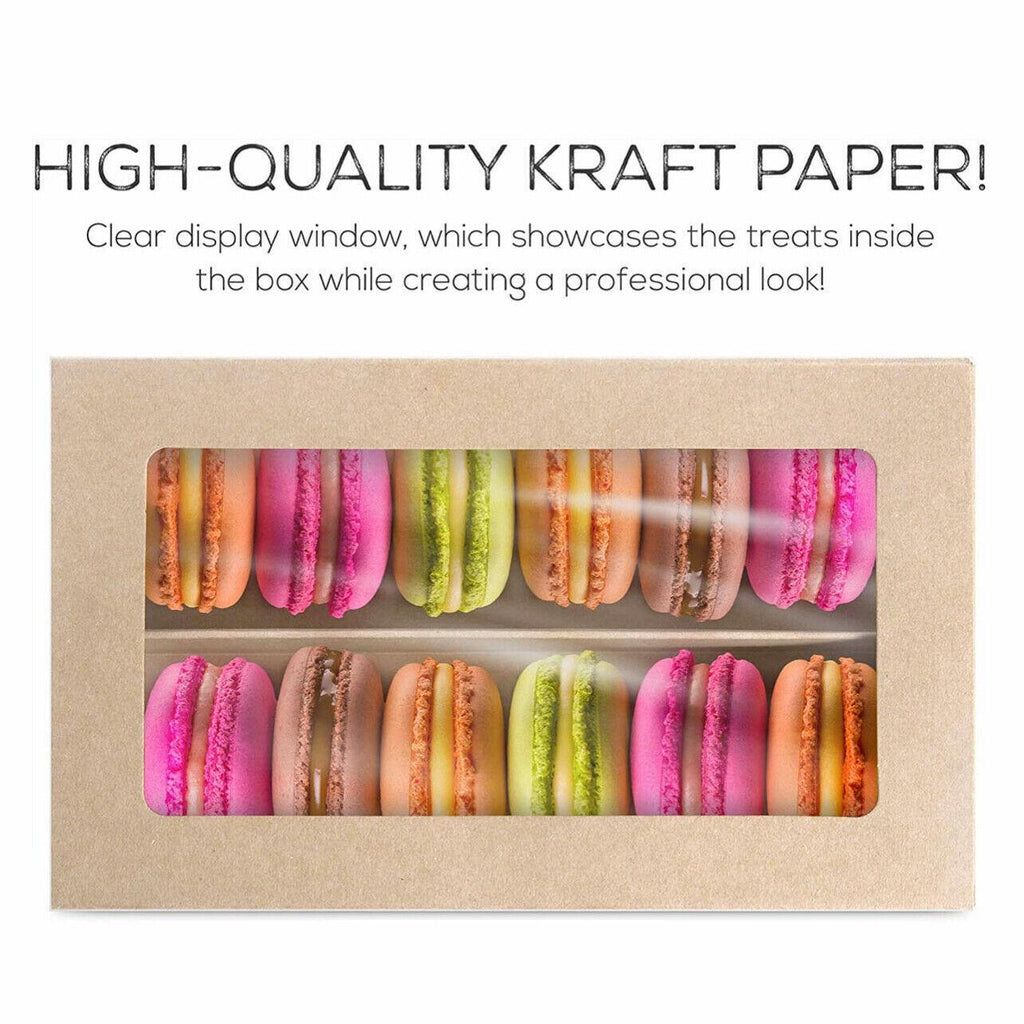 25Pcs White/Kraft Macaron Boxes 8/16 Hold Rectangular Favour Bomboniere Cookie - White 16 Hold