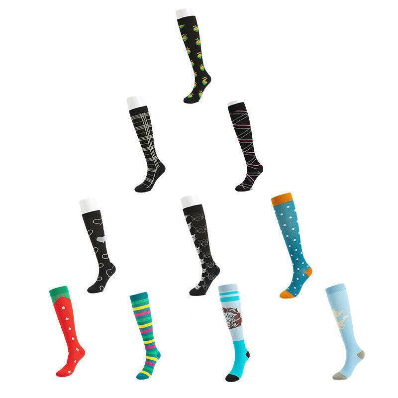 S/M Size Compression Socks Women Men Adult Medical Nursing Travel Stocking - Black Lattice