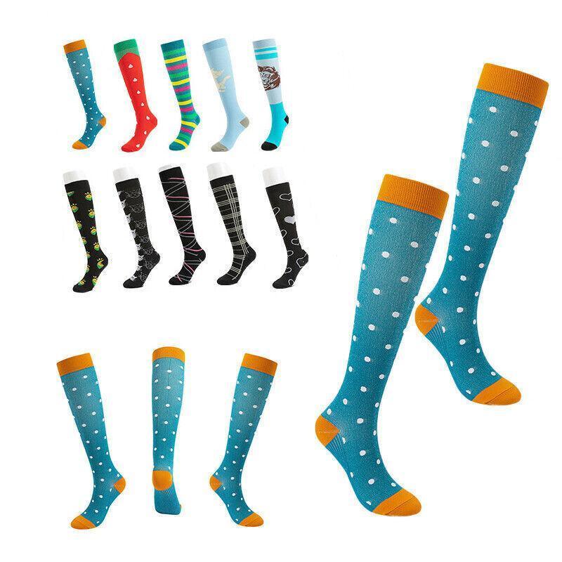 S/M Size Compression Socks Women Men Adult Medical Nursing Travel Stocking - Black Lemon