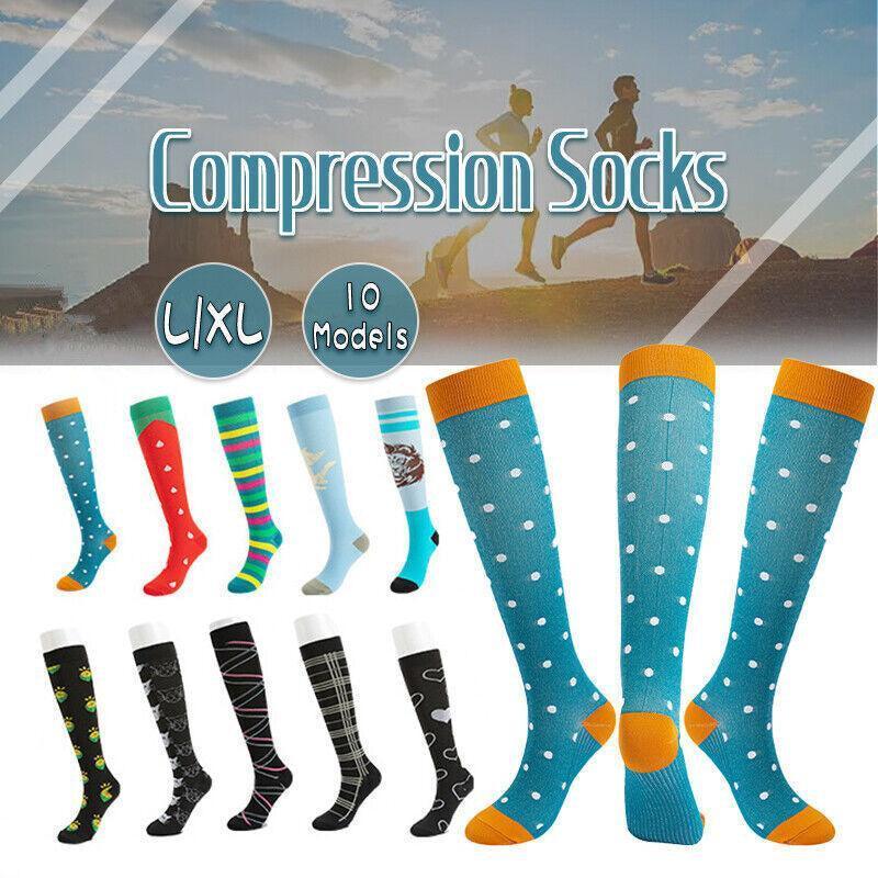 L/XL Size Compression Socks Unisex Adult Nursing Travel Stocking Sport - Lion
