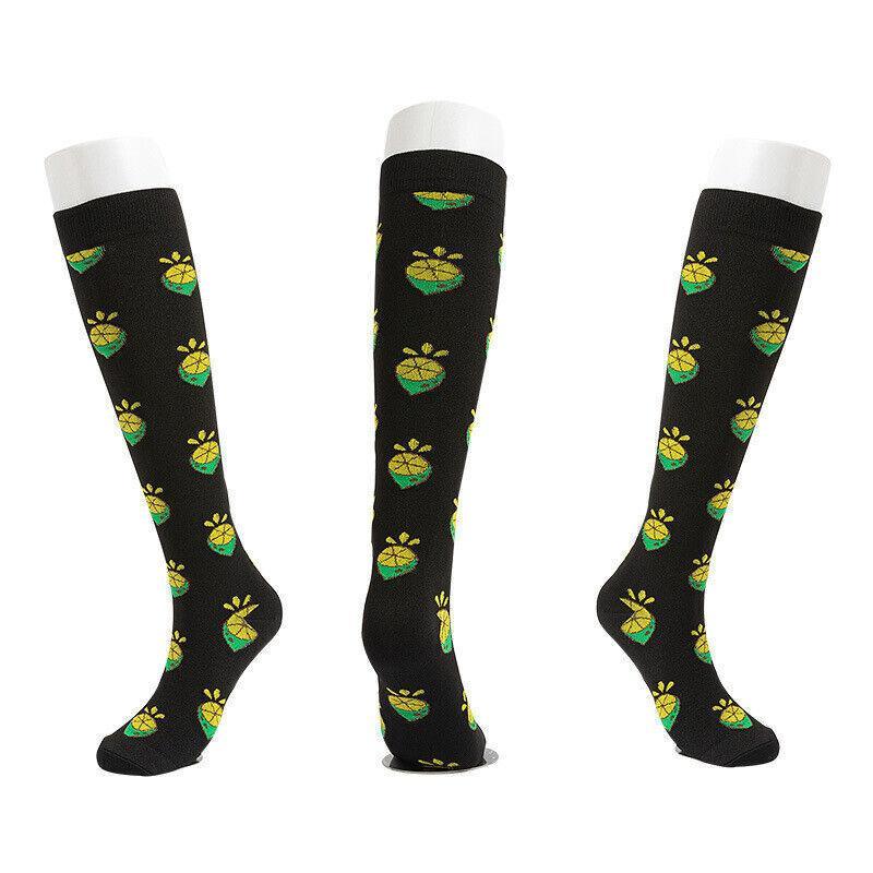 L/XL Size Compression Socks Unisex Adult Nursing Travel Stocking Sport - Black Lemon