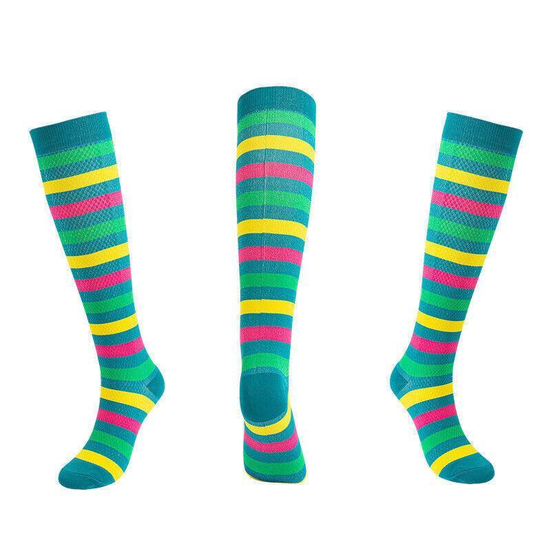 L/XL Size Compression Socks Unisex Adult Nursing Travel Stocking Sport - Black Lemon