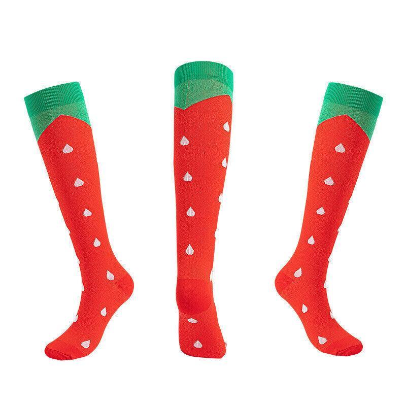 L/XL Size Compression Socks Unisex Adult Nursing Travel Stocking Sport - Blue Dot