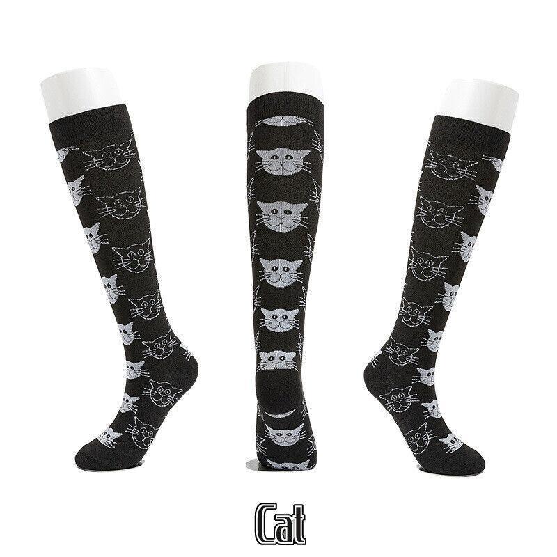 L/XL Size Compression Socks Unisex Adult Nursing Travel Stocking Sport - Blue Dot