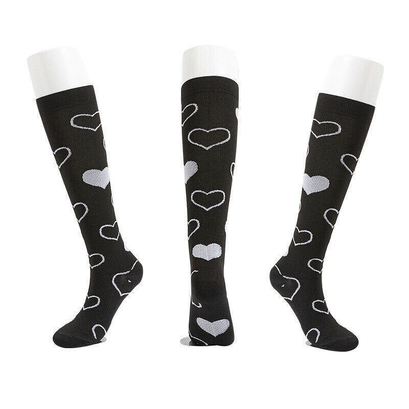 L/XL Size Compression Socks Unisex Adult Nursing Travel Stocking Sport - Blue Dot