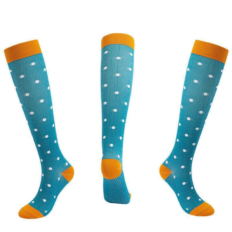L/XL Size Compression Socks Unisex Adult Nursing Travel Stocking Sport - Green Bar