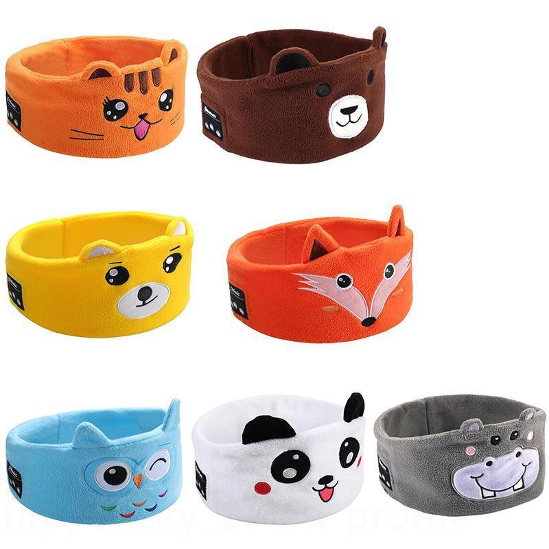 Cute Bluetooth Headband Headphones Wireless Sleep Music Mask with Mic - White-Panda