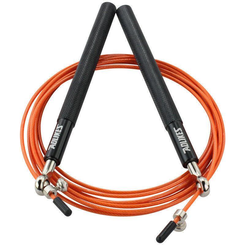 Aolikes Adjustable High Speed Steel Skipping Jump Rope Dual Bearings Gym Boxing - Black