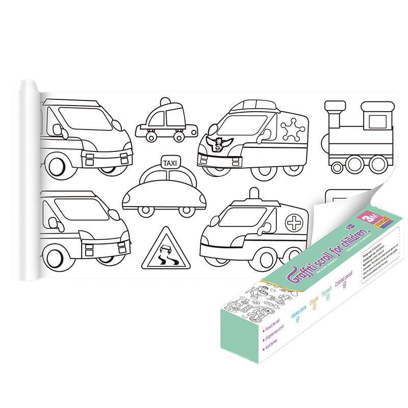 3M DIY Colouring Paper Roll with 12 Colour Pencils Cartoon Doodle Set - Lovely princess(With 12PCS Colored Pencils)