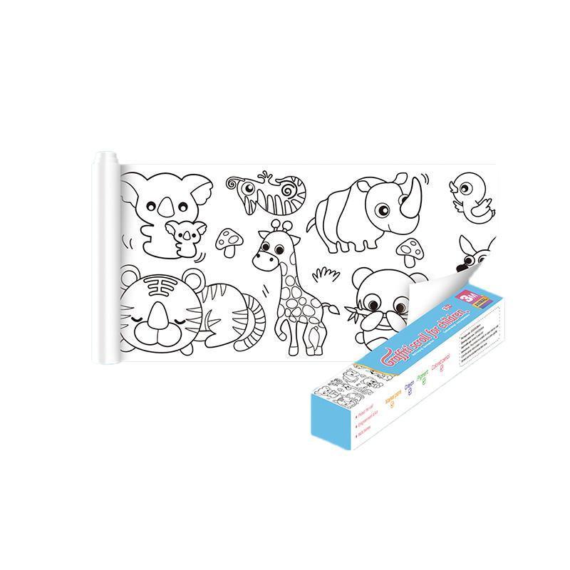 3M DIY Colouring Paper Roll with 12 Colour Pencils Cartoon Doodle Set - Dinosaur Land(With 12PCS Colored Pencils