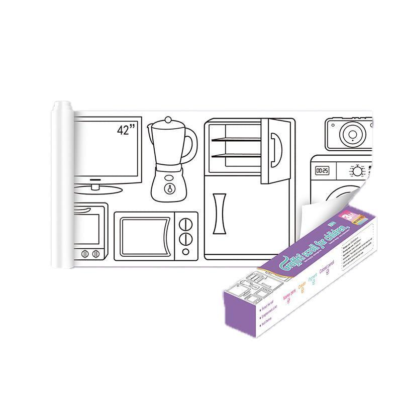 3M DIY Colouring Paper Roll with 12 Colour Pencils Cartoon Doodle Set - Dinosaur Land(With 12PCS Colored Pencils