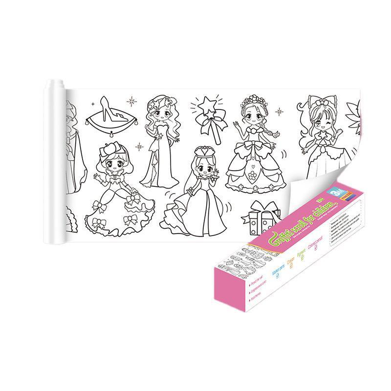 3M DIY Colouring Paper Roll with 12 Colour Pencils Cartoon Doodle Set - Dinosaur Land(With 12PCS Colored Pencils