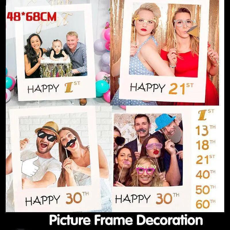 1Th 18Th-60Th Photo Booth Props Picture Frame Wedding Birthday Party Decoration - Happy 21ST