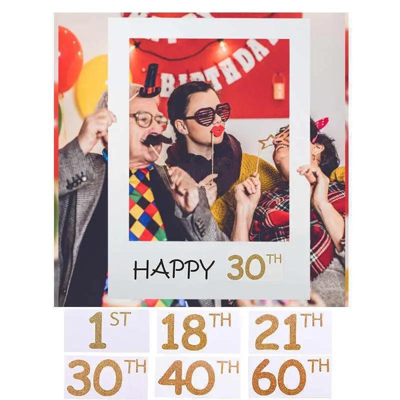 1Th 18Th-60Th Photo Booth Props Picture Frame Wedding Birthday Party Decoration - Happy 21ST