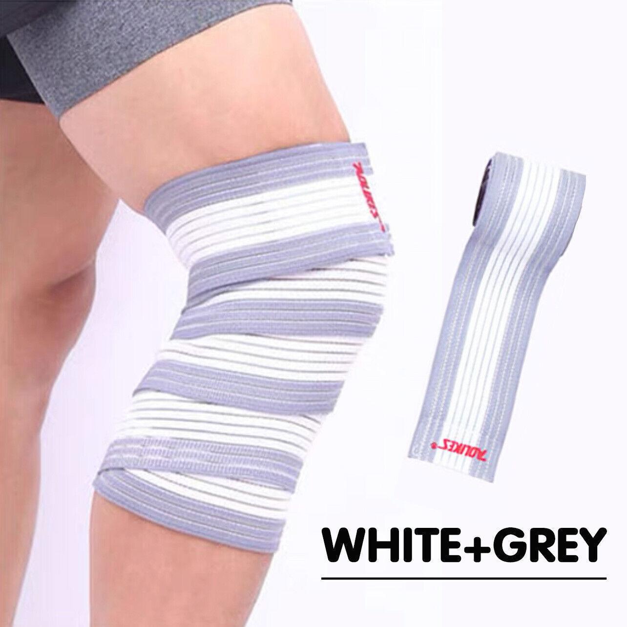 Sports Gym Bandage Wrap Compression Strap Wrist Knee Leg Ankle Elbow Band 180Cm - White+Pink