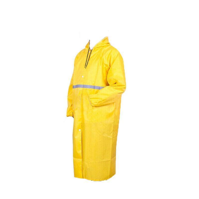 Unisex Waterproof Raincoat L Size Lightweight Hooded Long Work Outdoor Overcoat - Yellow