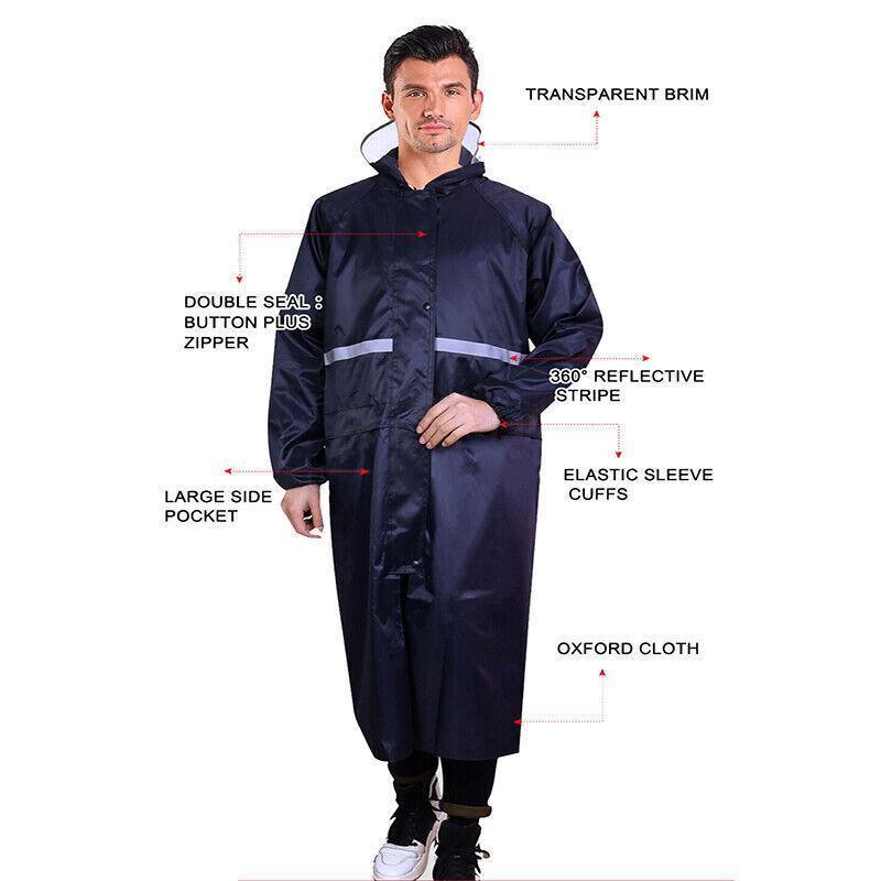 Unisex Waterproof Raincoat L Size Lightweight Hooded Long Work Outdoor Overcoat - Yellow
