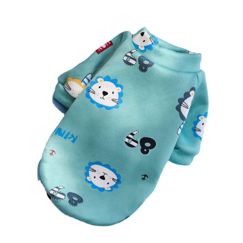 M Size Cute Pet Dog Warm Jumper Sweater Clothes Cat Knitwear Knitted Coats Winter - Green Lion