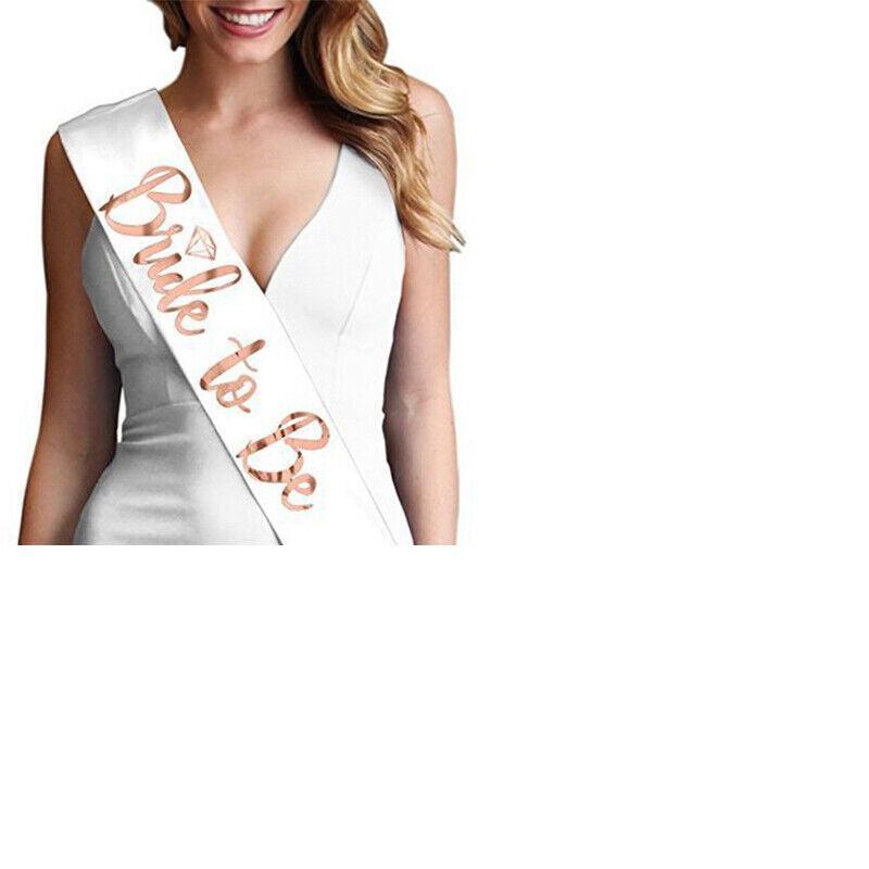 Bride To Be Hen Veil Sash Tiara Hens Night Bridal Shower Kitchen Tea Accessories - Black/Rose Gold Sash