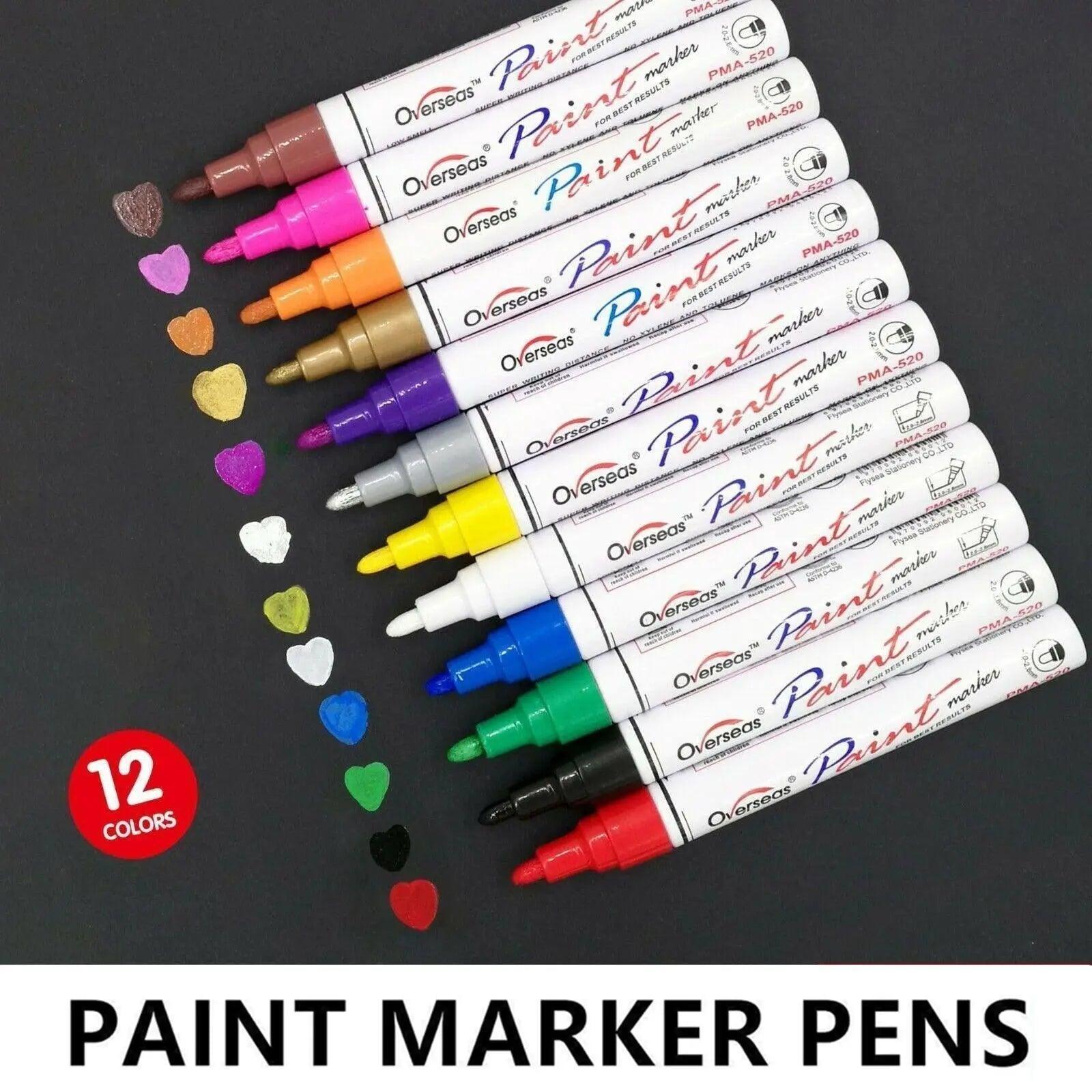 Multicolour Permanent Paint Marker Pens for Tyre Metal Glass Rubber - Red