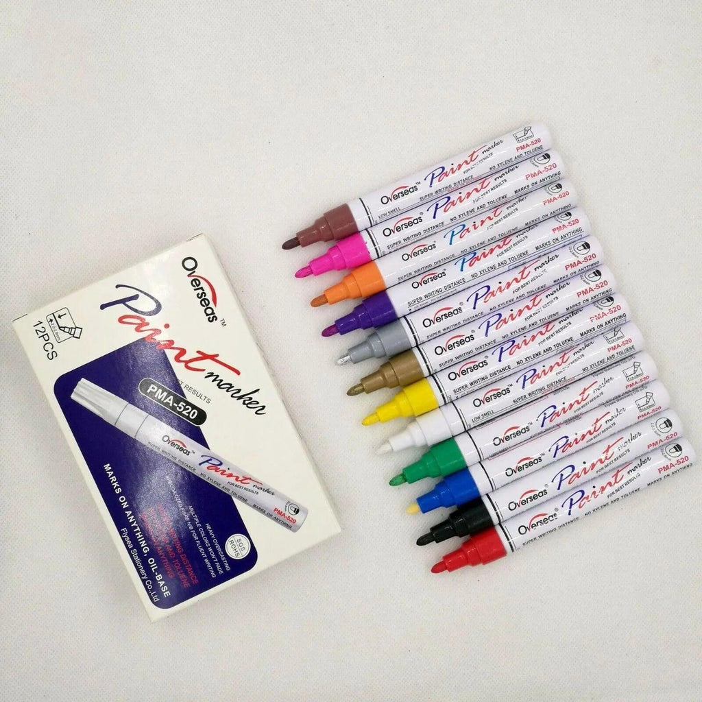 Multicolour Permanent Paint Marker Pens for Tyre Metal Glass Rubber - Red