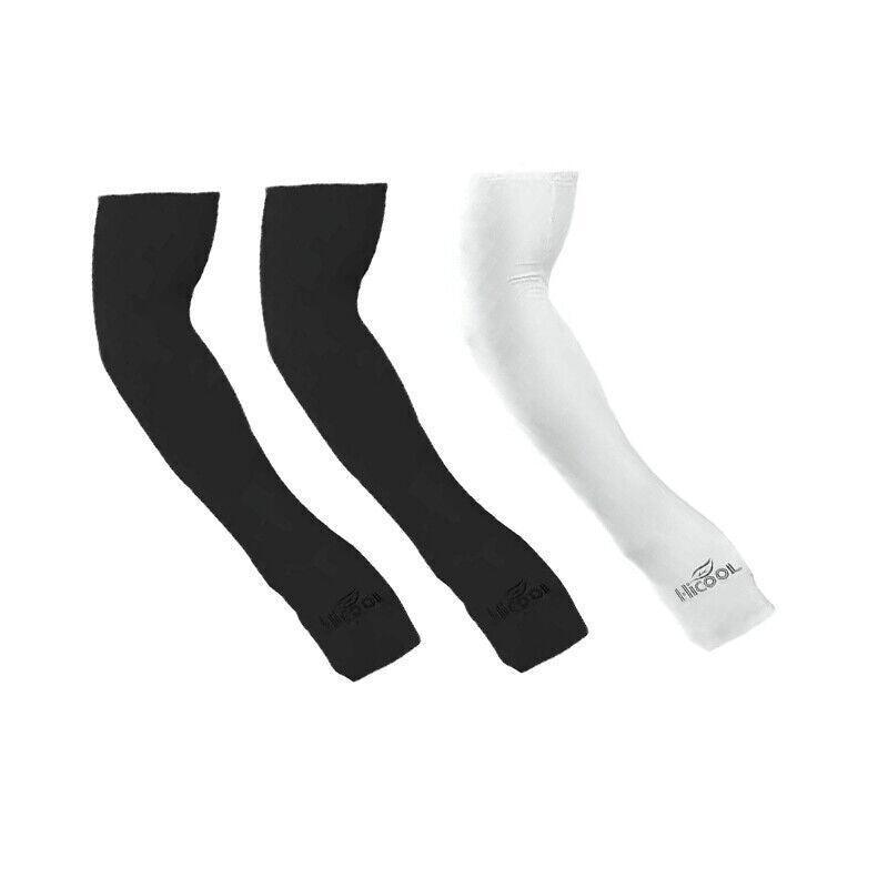 3 Pairs Cooling Sport Arm Stretch Sleeves Sun Uv Protection Covers Cycling Golf - Black × 3 Pairs