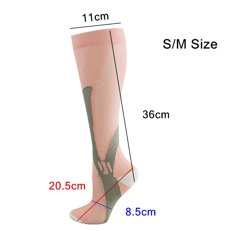 Copper Compression Socks for Running Travel Sports Anti Fatigue Support S/M Unisex - White