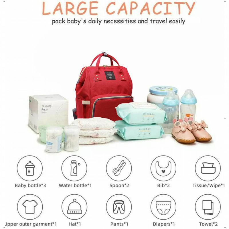 Luxury Multifunctional Diaper Nappy Backpack Maternity Mummy Changing Bag - Black