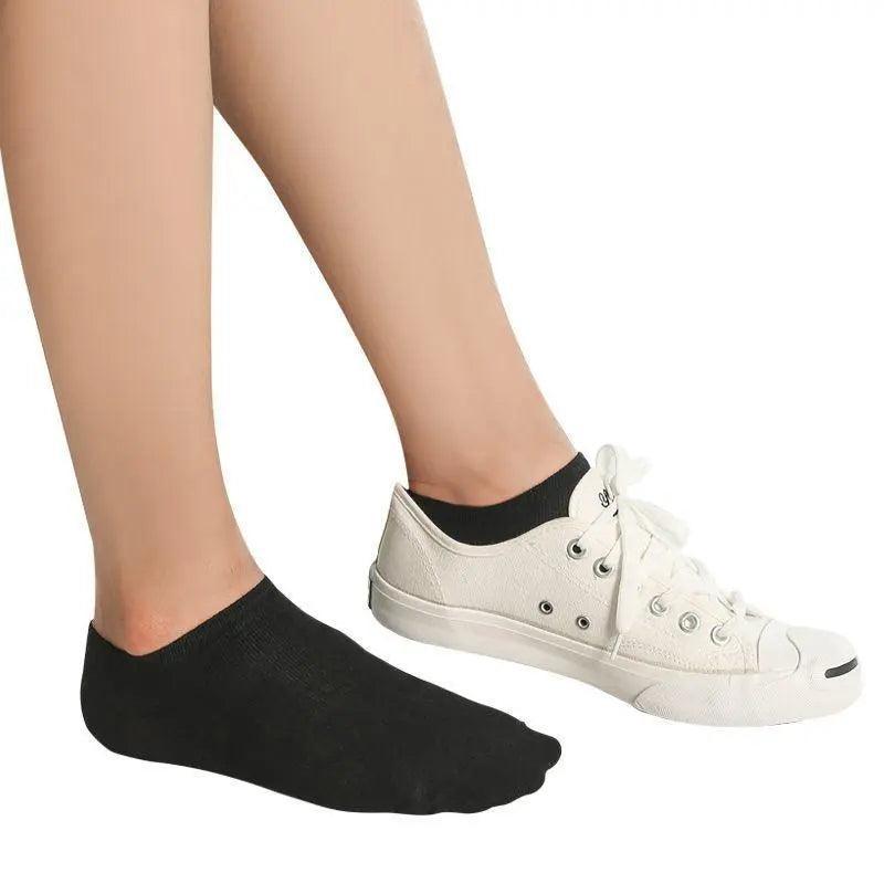 5X Pairs Low Cut Socks Cotton Soft Breathable Non-Slip Casual Ankle - Black (5 Pairs)