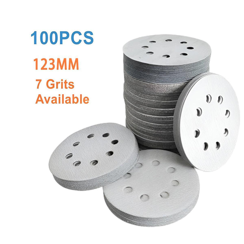 100x 123mm 6/8-Hole Sanding Discs Hook Loop Orbital Sander Pads 80 120 240 Grit - 80 Grits（6-Hole）