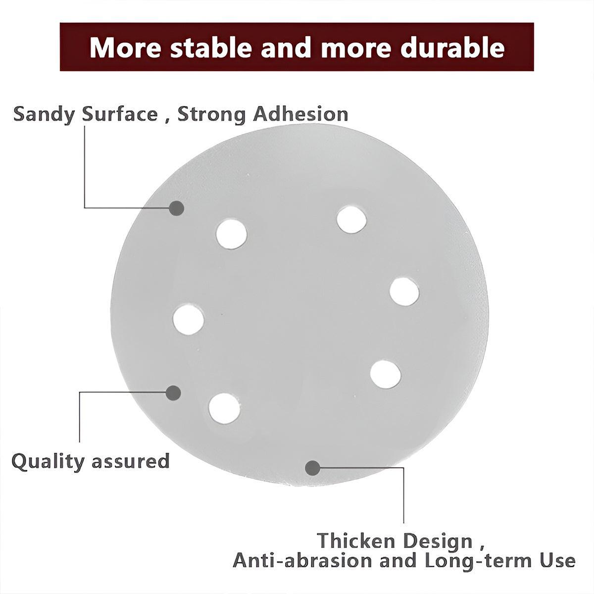 100x 123mm 6/8-Hole Sanding Discs Hook Loop Orbital Sander Pads 80 120 240 Grit - 180 Grits（6-Hole）